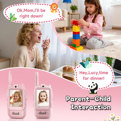 Laxrue“Video Walkie Talkies for Kids, Handheld 2 Pack Rechargeable Video Intercom Kids Walkies Talkies, Indoor Outdoor Toys for Family Games, Outside, Camping, Hiking for Boys Girls Ages 3-12