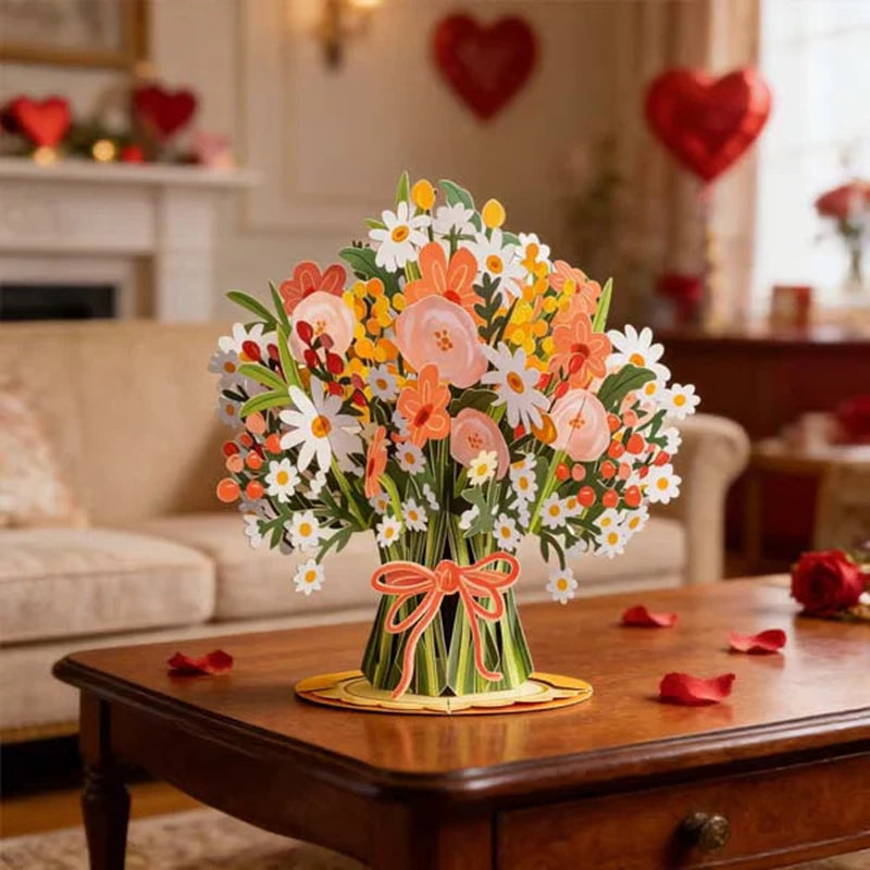 Brand New Romantic Forever Blooming Flower Pop Up Cards Valentine's Day Greeting Cards Ideal Couple Gifts for Holiday Surprise