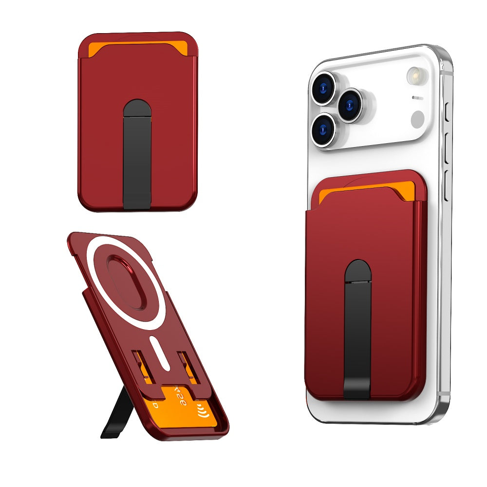 Laxrue“Luxury Fold Stand Holder For Magsafe Magnetic Wallet Clip For iPhone 15 16 17 Pro Max Acrylic Card Bag Phone Case Accessories