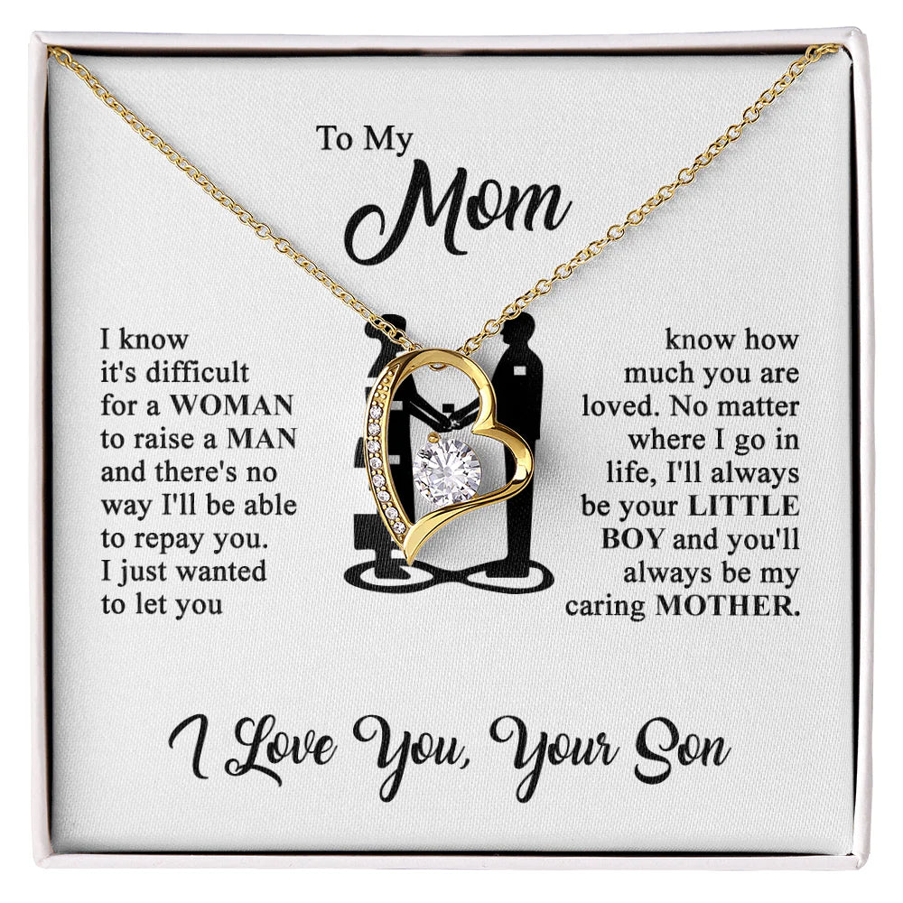 To My Mom - I Love You - Heart Necklace