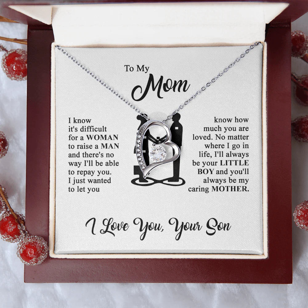 To My Mom - I Love You - Heart Necklace