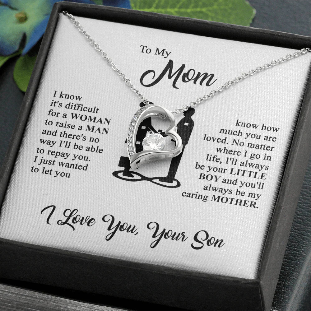 To My Mom - I Love You - Heart Necklace