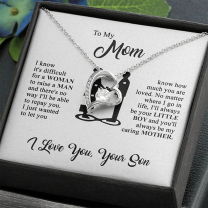 To My Mom - I Love You - Heart Necklace