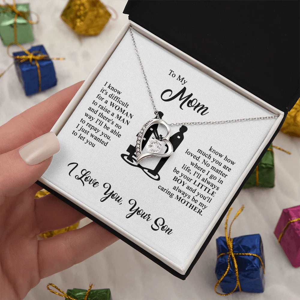 To My Mom - I Love You - Heart Necklace
