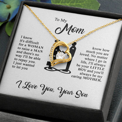 To My Mom - I Love You - Heart Necklace