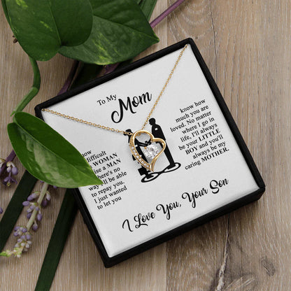 To My Mom - I Love You - Heart Necklace