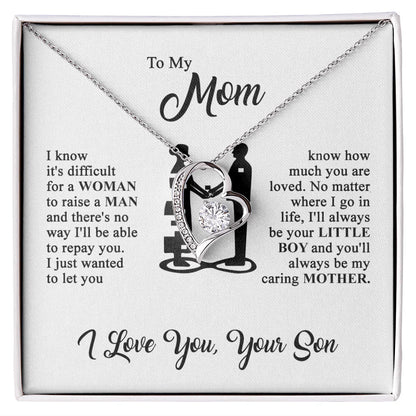 To My Mom - I Love You - Heart Necklace