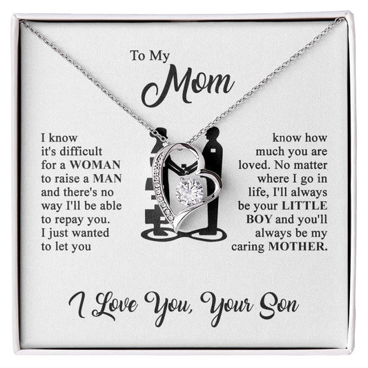 To My Mom - I Love You - Heart Necklace