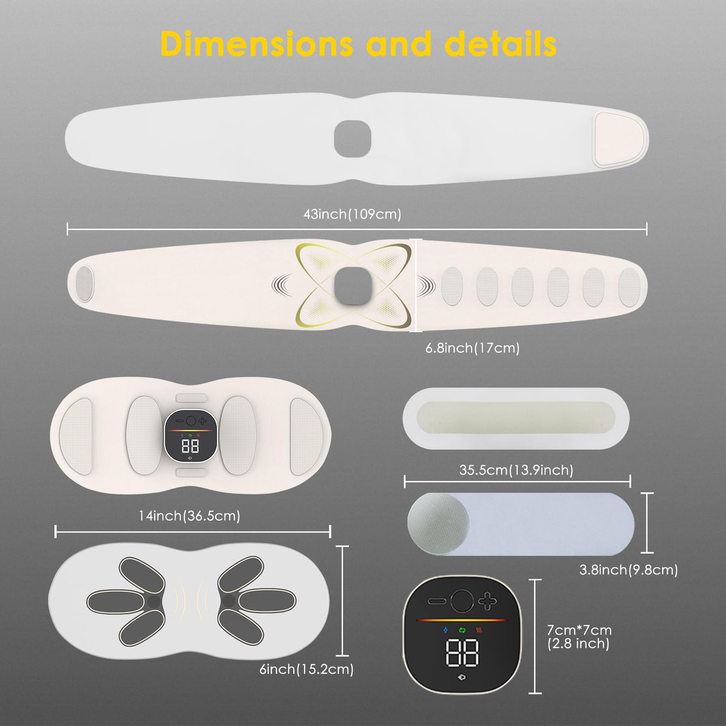 Laxrue“Electric Abdominal Pulse Massager - Abdominal Muscle Shaper with Heating Function, Relieves Pain