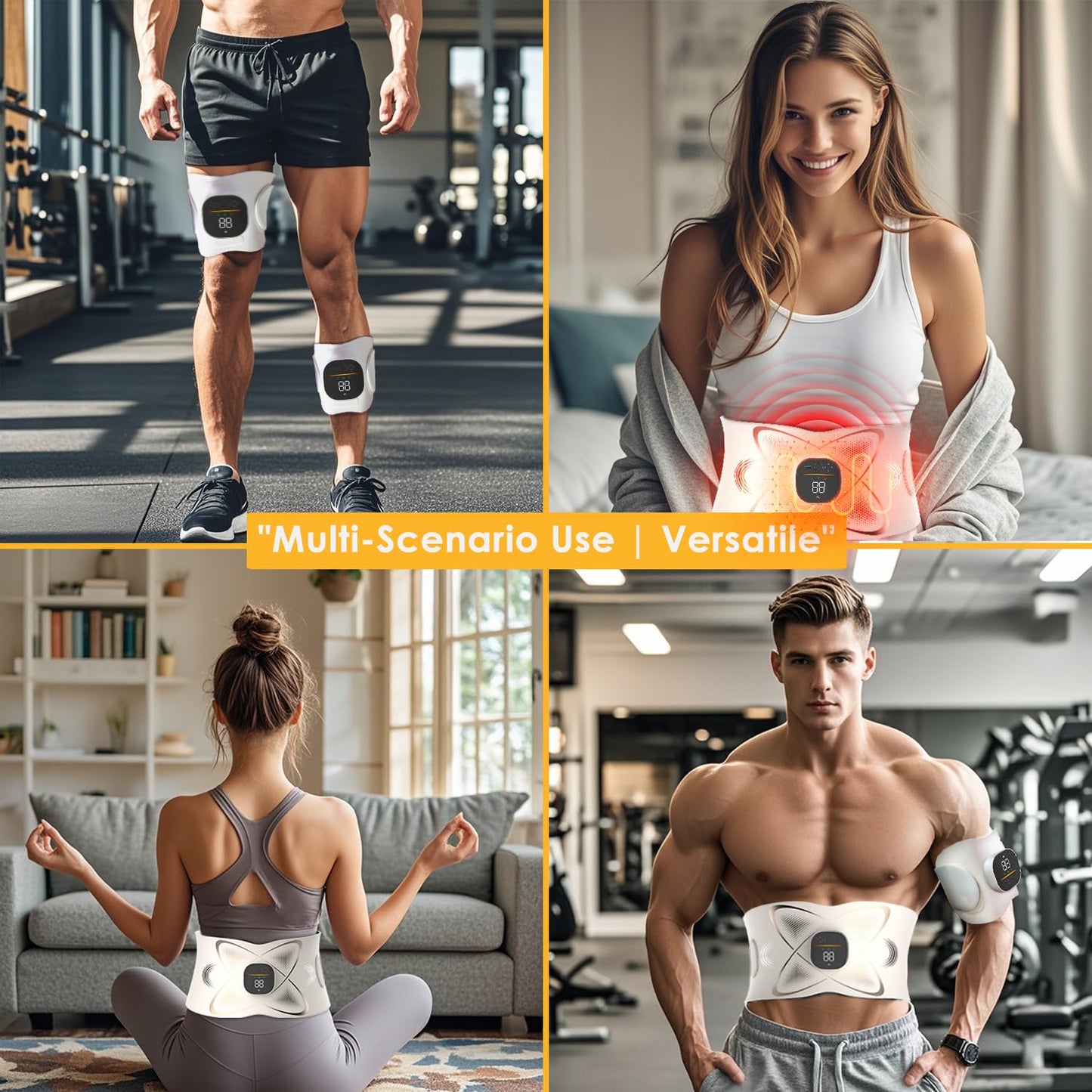 Laxrue“Electric Abdominal Pulse Massager - Abdominal Muscle Shaper with Heating Function, Relieves Pain