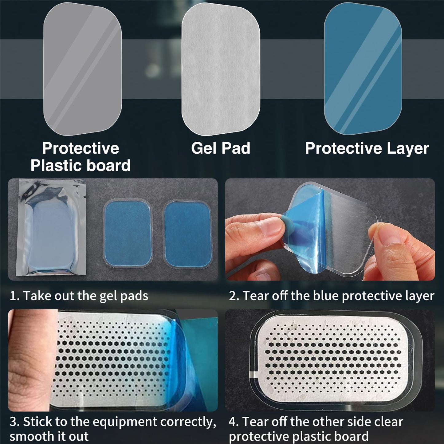 Laxrue“50-pack gel pads for abdominal muscle stimulators - replacement pads for abdominal muscle trainers, reusable abdominal exercise belt accessories