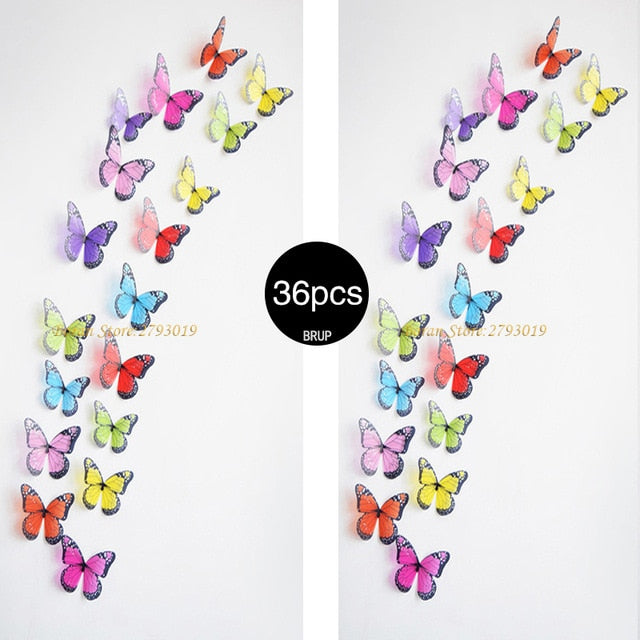 Laxrue™ 36-Piece 3D Crystal Butterfly Wall Stickers