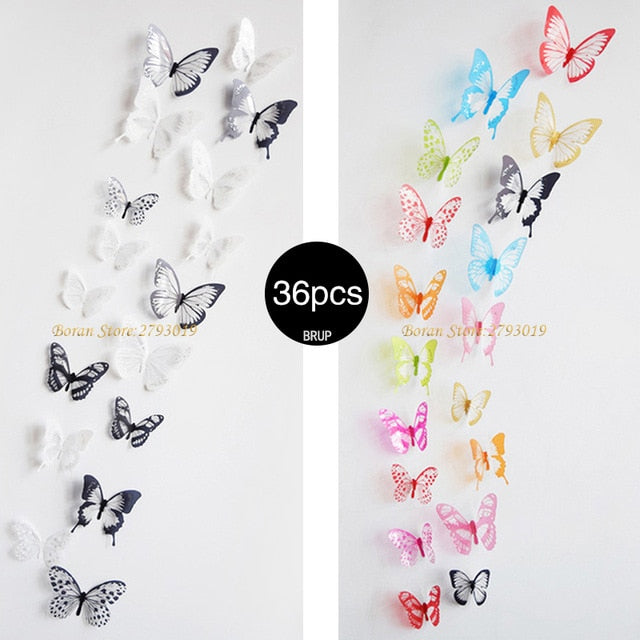 Laxrue™ 36-Piece 3D Crystal Butterfly Wall Stickers