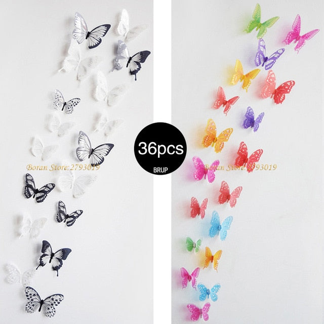 Laxrue™ 36-Piece 3D Crystal Butterfly Wall Stickers
