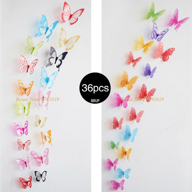 Laxrue™ 36-Piece 3D Crystal Butterfly Wall Stickers