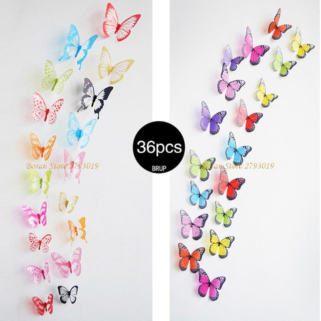 Laxrue™ 36-Piece 3D Crystal Butterfly Wall Stickers