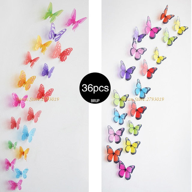Laxrue™ 36-Piece 3D Crystal Butterfly Wall Stickers